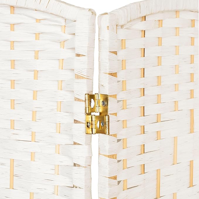 Red Lantern 3 ft. Short Diamond Weave Fiber Folding Screen - White - 6 Panel