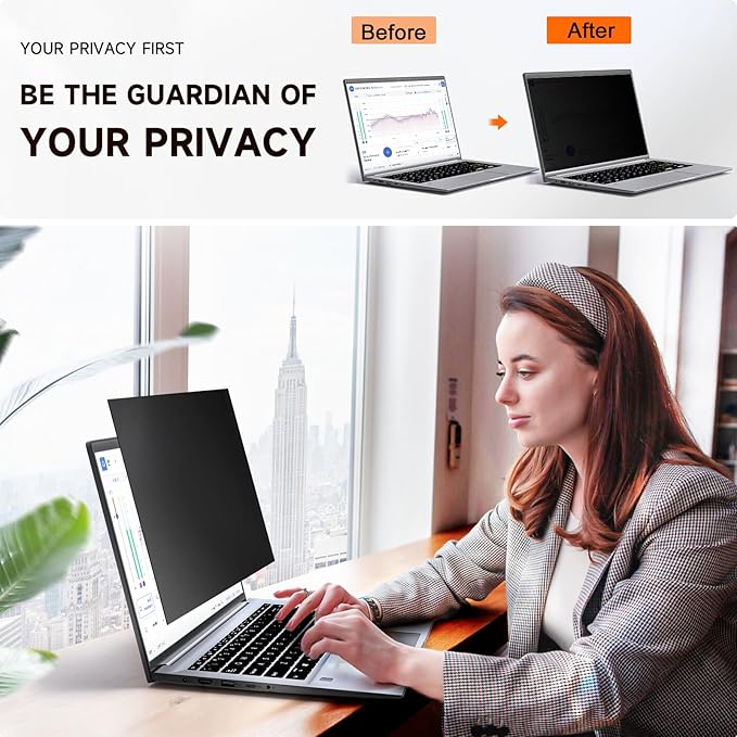 [2 Pack] 15.6 Inch Laptop Privacy Screen for HP/ Dell/ Acer/ Samsung/Asus/ Lenovo/Toshiba, Removable 16:9 Aspect Privacy Filter Screen Protector for 15.6 Inch Laptop, Anti Glare Blue Light Laptop