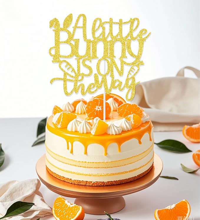 A Little Bunny is on the Way Cake Topper, Bunny Baby Shower Decorations, Easter Baby Announcement Supplies, Easter Theme General Reveal Party Cake Decoration Sign Gold