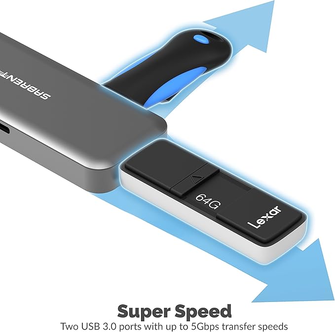 SABRENT USB Type C Hub with HDMI and 2 USB 3.0 Ports,[4K and 60W Power Delivery Support] (HB-U2HC)