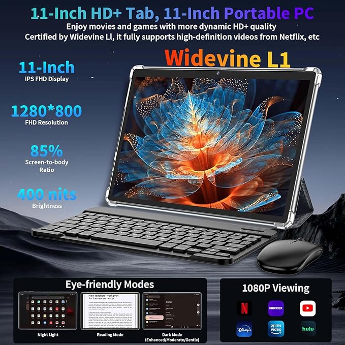 2026 Android 15 Tablet, 11 inch Tablet with Keyboard, 24GB+256GB+2TB Expand, Octa-Core, 8000mAh, Gemini AI Tablets PC with 5G/2.4G WiFi, BT5.0, GPS, 2 in 1 Tablets with Case, Mouse, Stylus(Green)