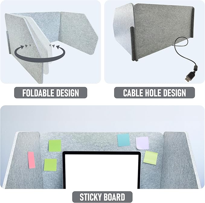 29.1"x22.8"x1.2" Acoustic Desk Divider, Sound Absorbing, Freestanding Soundproof Privacy Panel, Reduce Noise, Increase concentration, Made from High Quality Polyester (U-Shaped)