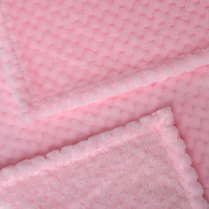 Fuzzy Blanket or Fluffy Blanket for Baby, Soft Warm Cozy Coral Fleece Toddler, Infant or Newborn Receiving Blanket for Crib, Stroller, Travel, Decorative (28Wx40L, XS-Baby Pink)