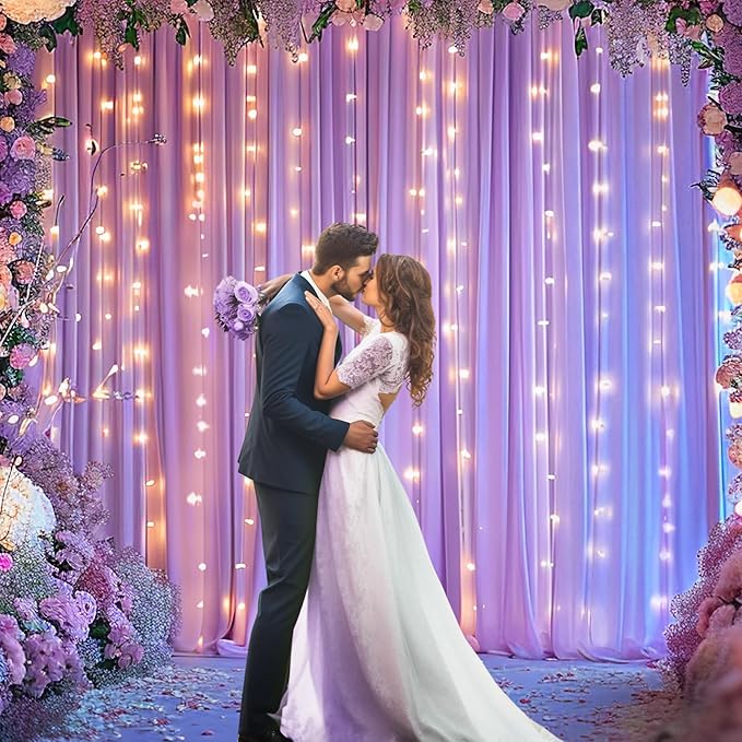 6 Panels Lavender Backdrop Curtain for Parties Wedding Wrinkle Free Light Purple Photo Curtains Backdrop Drapes Fabric Decoration for Baby Shower Photoshoot 30ft(W) x 10ft(H)