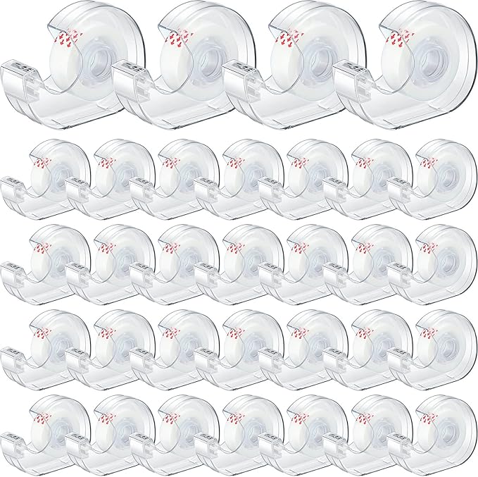 Yahenda 32 Pcs Invisible Tape and Refillable Dispensers Bulk 0.7 x 985 Inches Transparent Tape Refills Desk Dispenser for Office Home School