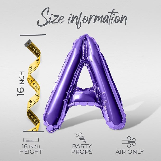 Letter Balloons - LOVE IS IN THE AIR 16" Inch Alphabet Letters Foil Mylar Balloon Valentines Day Party Banner (Purple)