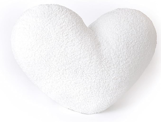 AELS Heart Shaped Pillow, 20 Inches Heart Decorative Throw Pillows, Boucle Love Cute Pillow, Valentines Day Decorations, Wedding Decor, Living Room Bedroom Nursery Decor, White