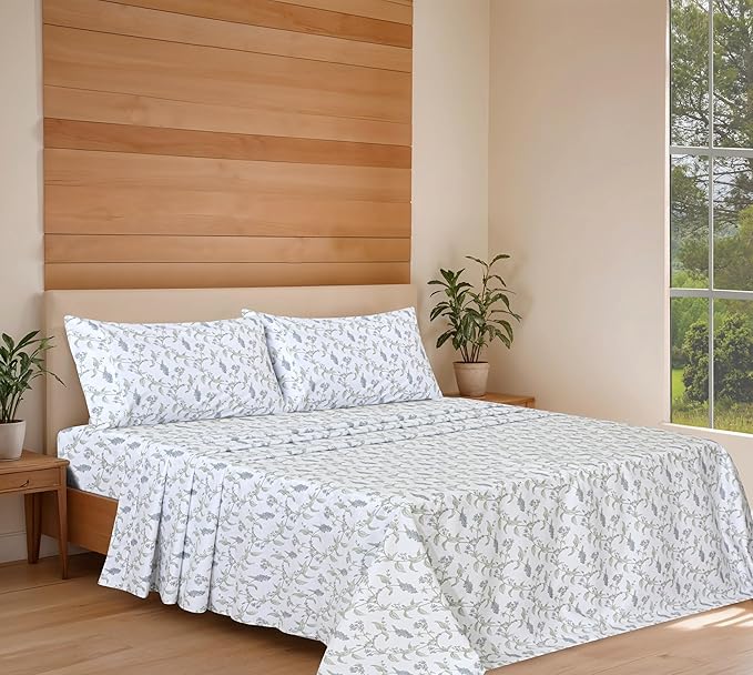RUVANTI 100% Organic Cotton Sheets Twin XL, Percale Weave, GOTS Certified, 3-Piece Set, Deep Pocket 15", Crisp & Breathable, Soft Durable Bedding, Sábanas Algodón Orgánico – Vine Yard