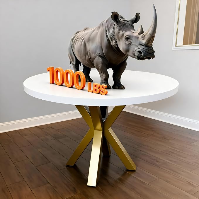 FUSHIAIPTC Metal Table Legs 28 Inch, Artistic Heavy Duty Dining Table Base with Suction Cups & Pre-Drilled Holes, Fits Glass Marble Wood Tops, DIY Desk Coffee Table Legs, 1000LBS Capacity, Gold