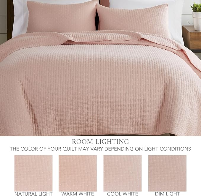 Levtex Home Cross Stitch Blush Bedspread Set - Full Bedspread, 2 Shams - Cotton, 3 Pieces