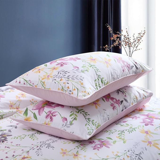 Brandream Floral Print Luxury Duvet Quilt Cover Set Queen Size Bedding Set Soft