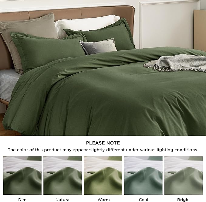 Bedsure Duvet Cover King Size - Only Includes 1 Duvet Cover (104"x90"), Hotel Luxury Soft Double Brushed All Season Bedding for Kids & Adults, Zipper Closure, NO Comforter, Olive Green