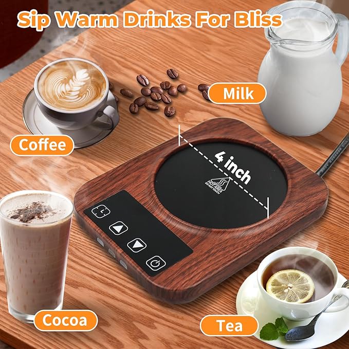 Coffee Mug Warmer Set for Desk - Candle Warmer, 9 Temp Coffee Cup Warmer Auto Shut Off, 1-12H Timer Smart Beverage Warmer, Candle Warmer Plate Candle Melter, Heated Coffee Mug, Charging Coaster