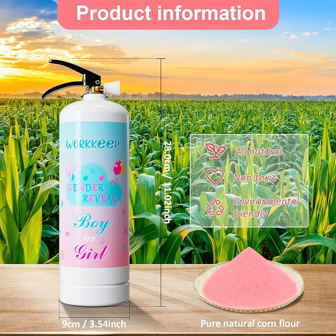 Giant Gender Reveal Fire Extinguisher Color Blasters: 2 Pcs Pink Blaster Only for Baby Girl with Pink Smoke suitable Gender Reveal Party Decorations - Blasts 20+ Feet (Pink)