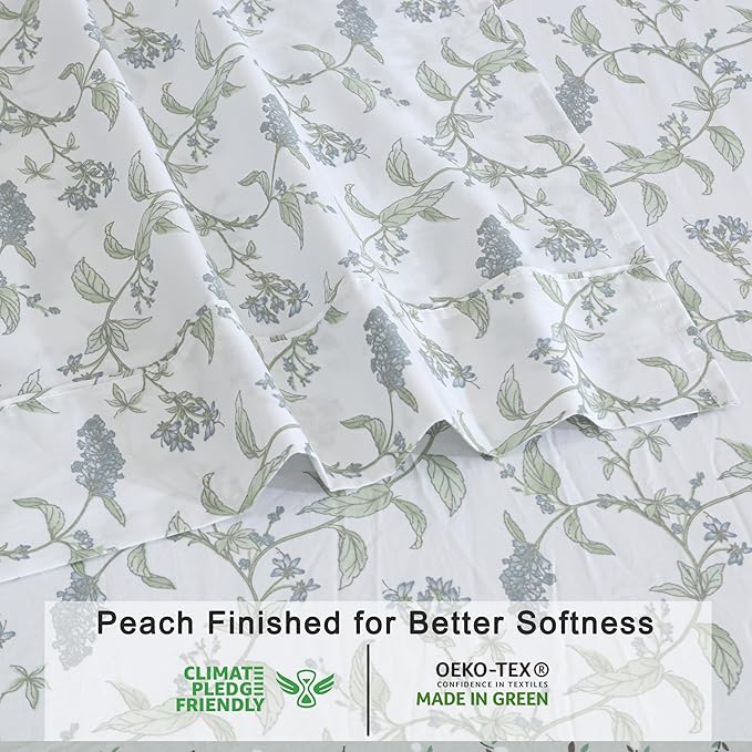 RUVANTI 100% Organic Cotton Sheets Twin XL, Percale Weave, GOTS Certified, 3-Piece Set, Deep Pocket 15", Crisp & Breathable, Soft Durable Bedding, Sábanas Algodón Orgánico – Vine Yard