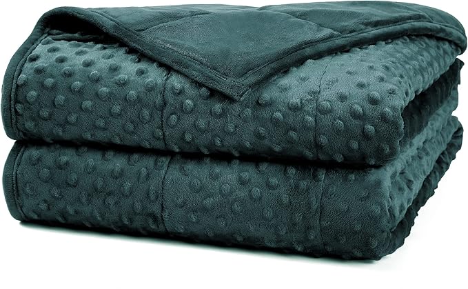 Alomidds Weighted Blanket (48"x72",20lbs Twin Size - Green), Weighted Blankets for Adults, Cooling Breathable Soft and Comfort Minky, Heavy Blanket Microfiber Material with Glass Beads