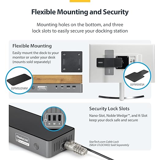 StarTech.com Triple Monitor USB-C Docking Station, 4K 60Hz DisplayLink Dock for MacBook M1 M2 M3 M4 & Windows, 2.5GbE, 2X HDMI & 2X DP, 140W Laptop Charging, USB-C DP Alt Mode - TAA