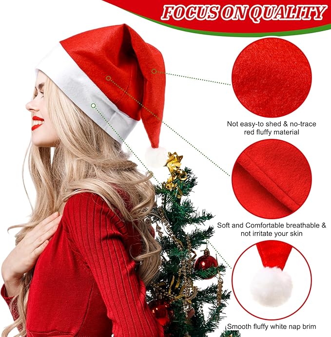 Liitrsh 48 Pcs Christmas Glasses & Hats - Glitter Glasses, Santa Hat for Xmas Photo Booth Props & Holiday Favors
