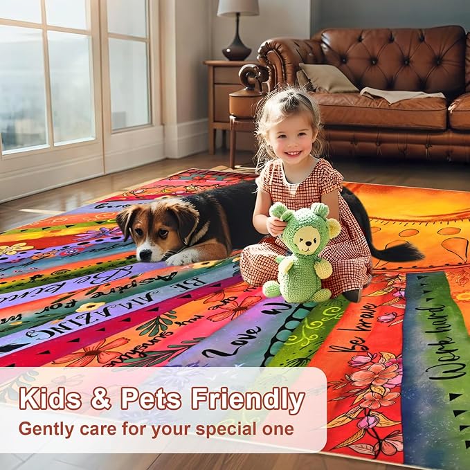 Likiyol Sun Entryway Rug 2x3 Small Rug, Door Mat Indoor Entrance Soft Faux Cashmere Non Slip Rugs for Entryway, Washable Inspirational Throw Rugs Carpet for Entry, Kitchen, Bathroom, Low-Pile
