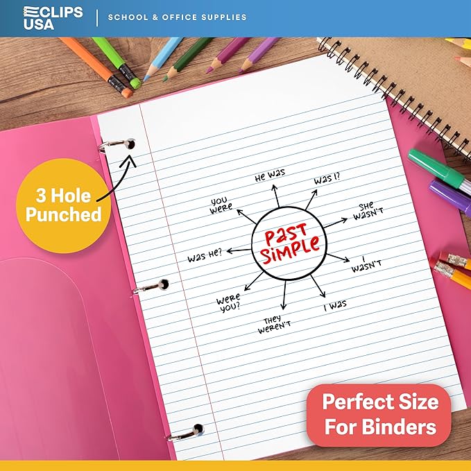 Loose Leaf Paper College Ruled Notebook Paper College Ruled Lined Writing Filler Paper 10.5” x 8” 600 Sheets 100 Sheets Per Pack 60 gsm (6 Pack)