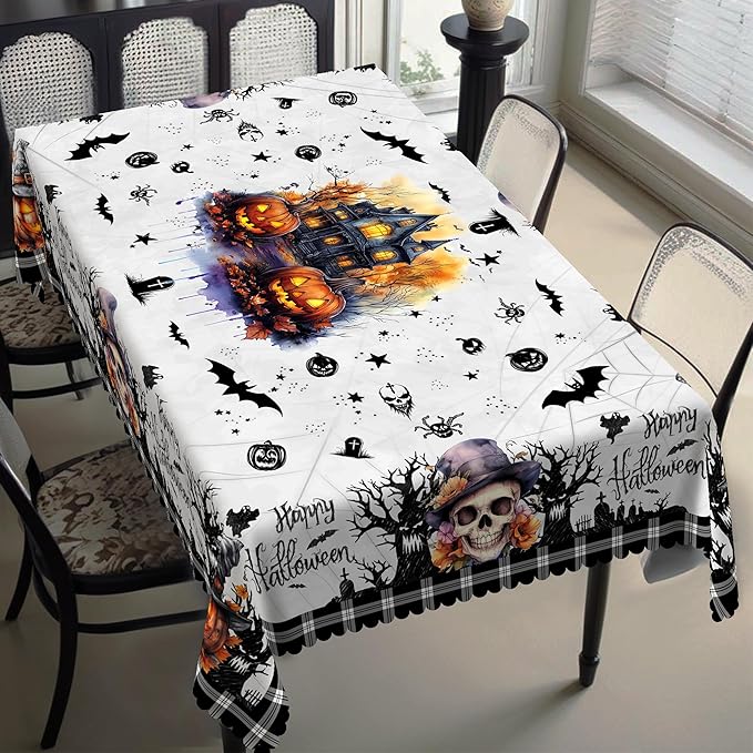 Eikione Rectangular Tablecloth 140x180inch, Halloween Pumpkin Tablecloth Waterproof and Wrinkle-Free, Table Covers, Summer Decorations for Home Dining