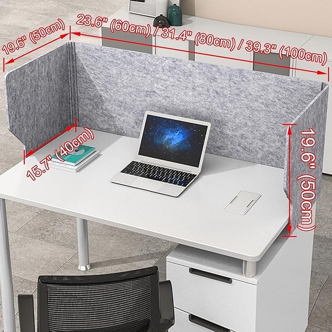 3 Panel Soundproof Desk Partition Divider for Privacy and Concentration Portable Folding Acoustic Shield Reduces Noise and Visual Distractions