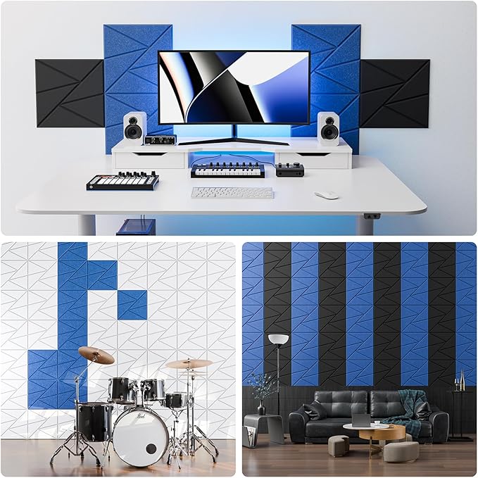 22 Pack Acoustic Panels with Self-Adhesive, 12"X 12"X 0.4"Sound Proof Foam Panels, Sound Panels High Density, Soundproof Wall Panels for Home Studio Office Sky Blue