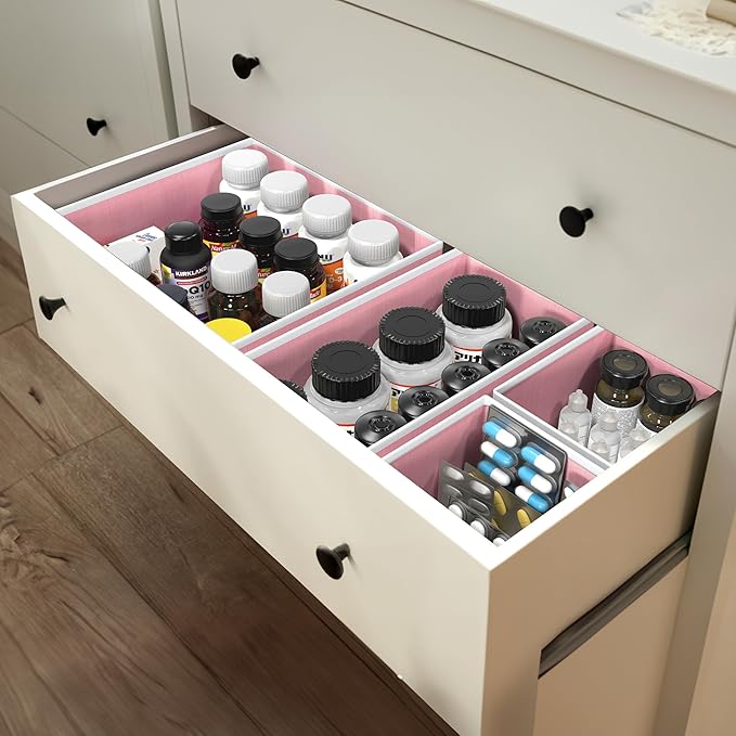 Simple Houseware Underwear Drawer Organizer for Lingerie/Undergarment/Bra/Panty/Sock/Onesie, Set of 6, Pink