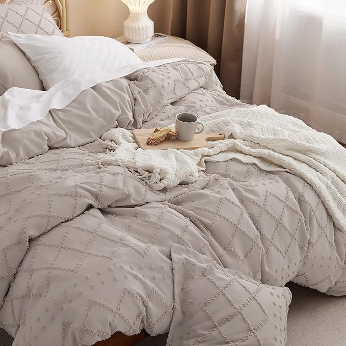 Bedsure Boho Duvet Cover Full Size - Linen Breathable & Soft Boho Bedding, Machine Washable Comforter Cover for All Seasons, Includes 1 Duvet Cover 80"x90" with 2 Pillow Shams & Zipper Closure