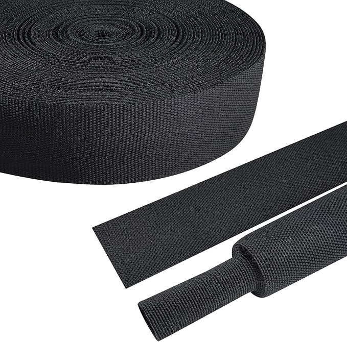 FOURUB 50% Woven Wire Loom Heat Shrink Braided Sleeving Shrinkable Fabric Cable Sleeve Braid Hose Covering Protection for Automotive Wire/Harness/Sheath(1-3/8"-42ft)