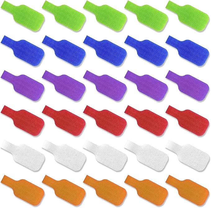 30 Pcs Multi-Color Cable Labels, Write On Cord Wire Labels, Electronic Cable Identification Tags for Electronics, Computers Cable Management and Identification, Assorted Colors