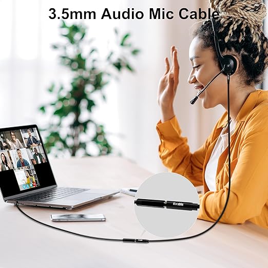 2 Pack 3.5mm Headphone Extension Cable 12FT, 4 Pole TRRS 1/8 inch Male to Female Stereo Audio Cord, Nylon Braided, Microphone Compatible, for Headphone, iPad, Smartphone, Media Players, Tablet- Slim