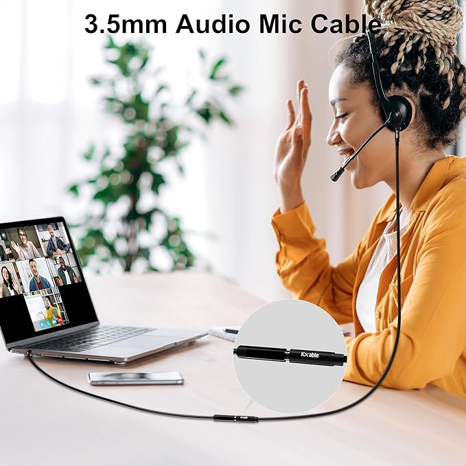 Kxable 3.5mm Headphone Extension Cable 25FT, 4 Pole TRRS 1/8 inch Male to Female Stereo Audio Cord, Nylon Braided, Microphone Compatible, for Headphone, iPad, Smartphone, Media Players, Tablet- Slim