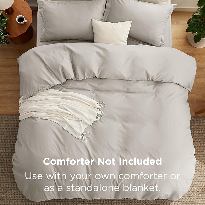 Bedsure Duvet Cover with Fitted Sheet Queen - Warm Deep Pocket, Hotel Luxury Soft Double Brushed Bedding Set with Zipper Closure, 1 Duvet Cover, 1 Fitted Sheet, 2 Pillow Shams, NO Comforter, Linen
