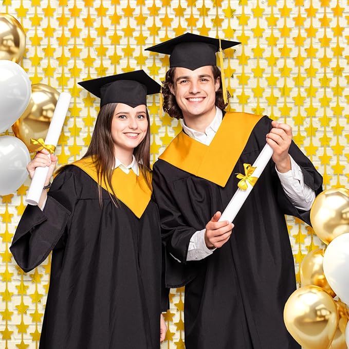 LOLStar 2 Pack Gold Stars Birthday Decorations 3.3X6.6 ft Golden Party Backdrop Foil Fringe Curtains for Christmas Decor New Year Eve 2026 Streamers Wedding Retirment Congrats Photo Booth Props