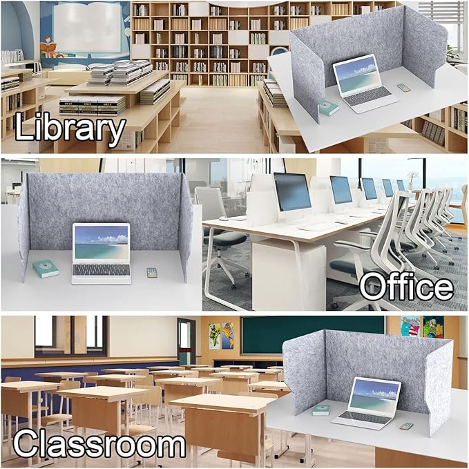 LIGUOYI Desk Partition Sneeze Guard 24, 32, 39″W X 20″H X 20″D Privacy Panel Desktop Soundproof Divider, Portable No Installation Required Classroom Privacy Screen, for Office Classroom Studying Room