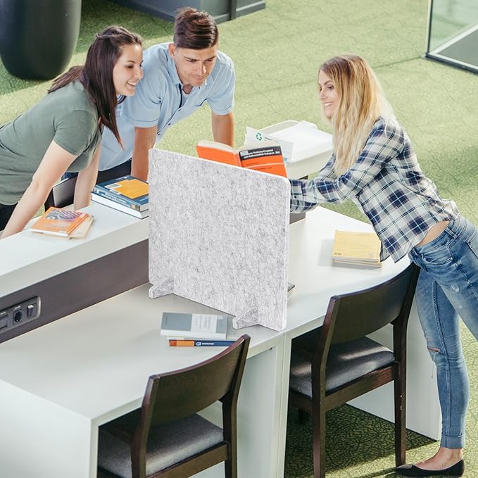 DOLLAR BOSS 2PCS Acoustic Desk Dividers 24" x 20", Soundproof Freestanding Privacy Panels for Table, Noise Reducing Desktop Partition for Office, Home, Classroom with 20 Pushpins,Light Grey