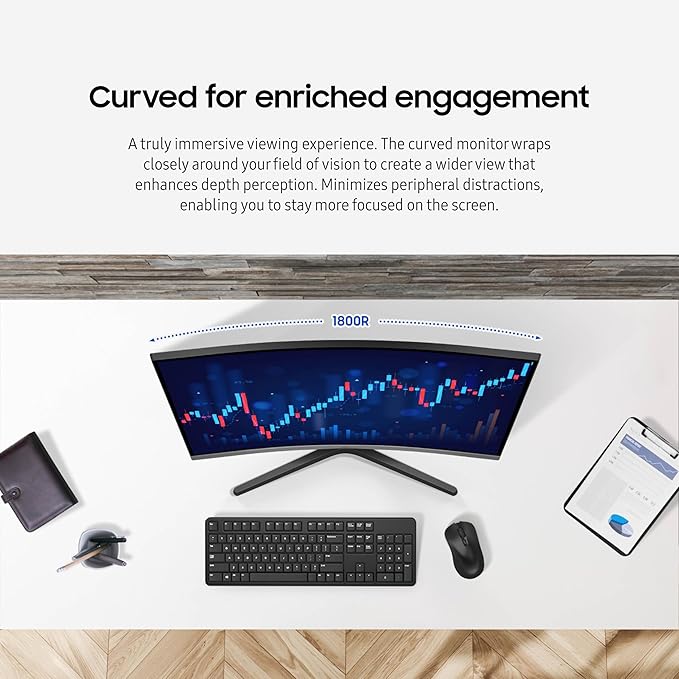 Samsung 27-inch S3 (S39GD) FHD 100Hz Curved Monitor, Game Mode, Eye Saver Mode, Multiple Connectivity with HDMI Port, Built-in Speakers, LS27D396GANXZA, 2025