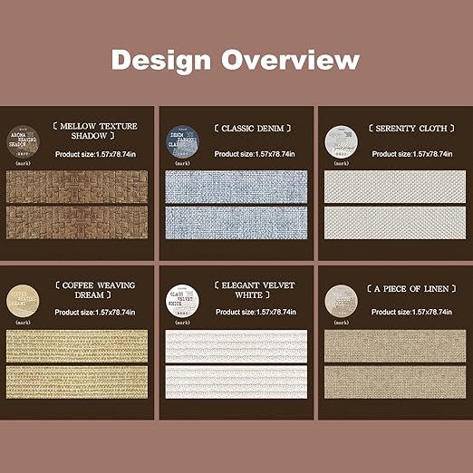 AuriicLeaf Fabric-Patterned Washi Sticker Set, 6 Rolls Vintage Stickers for Scrapbooking, Journaling, DIY Crafts, and Decorative Wrapping