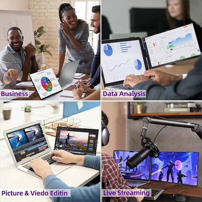 BKVOO Laptop Screen Extender Dual Monitor - 15.6" Portable Monitor Detachable IPS 1080P FHD 85% NTSC Travel Screen USB-C HDMI Port Compatible with Wins Mac Chrome Dex Fits 13-17" Laptops