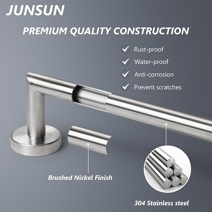 Brushed Nickel Bath Towel Bar 18 Inch Bathroom Towel Rack Wall Mounted Towel Holder Modern Home Decor Towel Rod Bathroom Hardware Silver Towel Hanger Towel Rail Towel Shelf Single Bar Brushed Finished