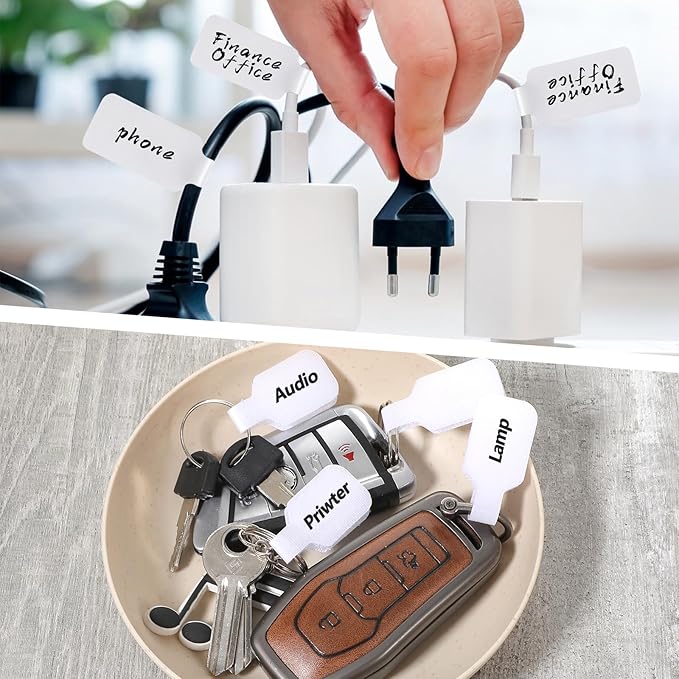 40Pcs Cable Labels, Write On Cord Labels Tags, for Organizing Wires,Electronics and Identification, Reusable with Multiple Uses (White)