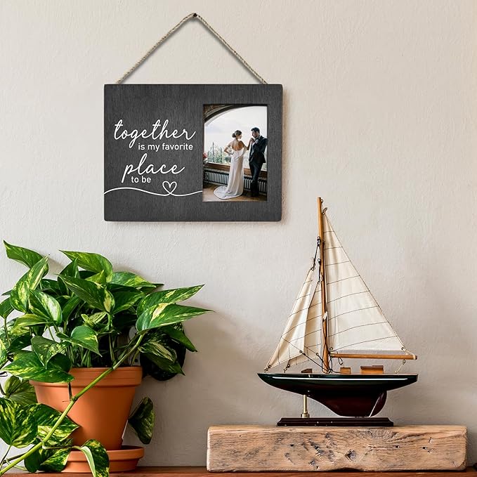 Engagement Picture Frame 8x10, Wedding Picture Frame, Engagement Gifts for Couple, Engaged Gift for Newly, Wedding Gifts for Him Her, Black Together is My Favorite Place Photo Frame 5x7