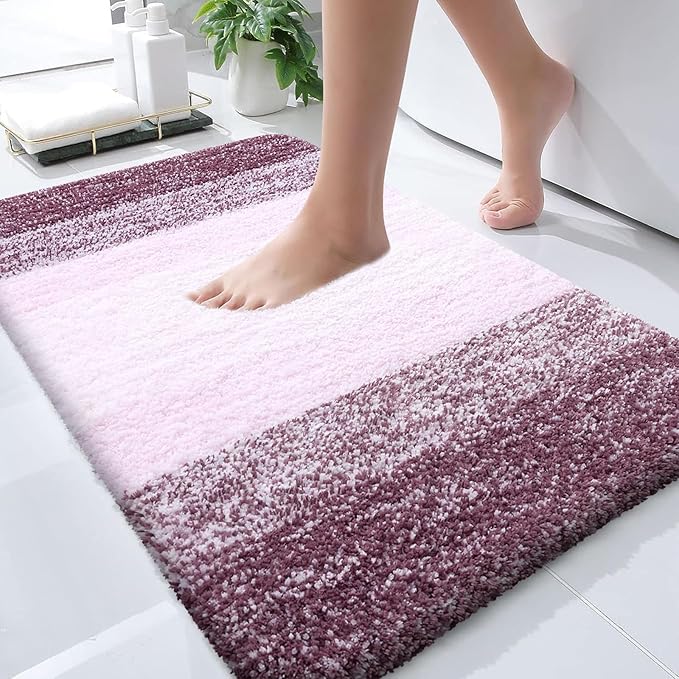OLANLY Bathroom Runner Rugs 47x24, Extra Soft Absorbent Microfiber Bath Rugs, Rubber Backing, Quick Dry, Machine Washable Bath Mats for Bathroom Floor, Tub and Shower, Home Decor Accessories, Mauve