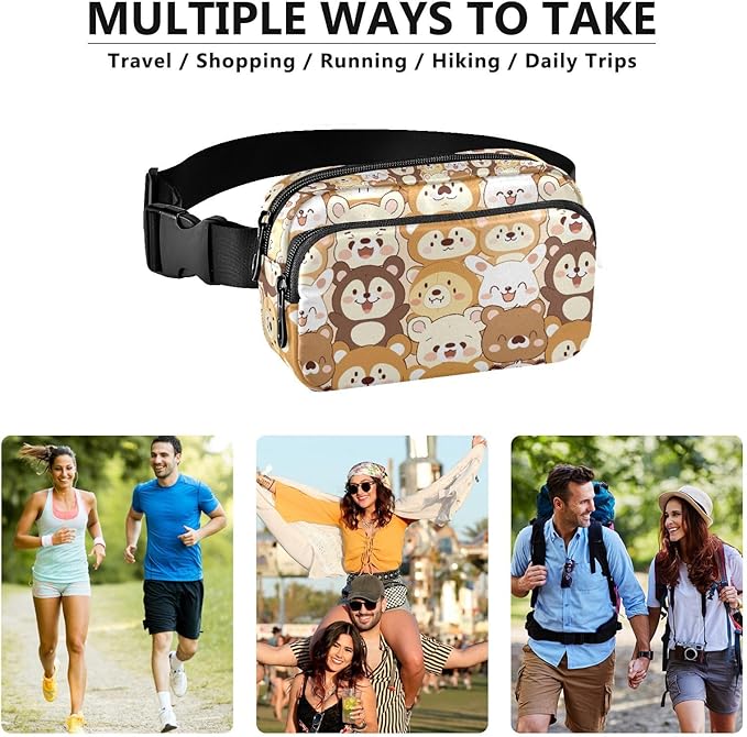 Kawaii Teddy Bear Rabbit Fanny Pack for Women Men Water Resistant Fashion Waist Packs with Adjustable Strap Belt Bag for Travel Workout Jogging Hiking 21219331