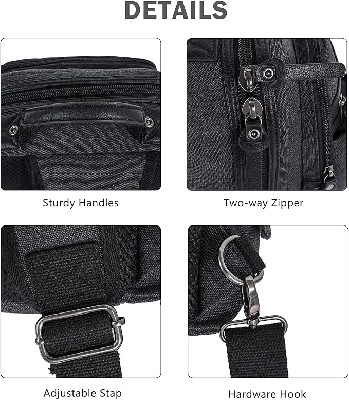 Schkleier Messenger Bag for Men Canvas Sling Bag Crossbody Backpack Laptop Shoulder Bag Hiking Daypacks Casual Tactical
