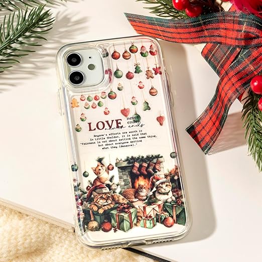 AuriicLeaf Christmas PET Tape Set - Seamless Loop Design with Snowy Villages, Festive Cats and Holiday Scenes, Includes Decorative Clip, Self-Adhesive Rolls for Scrapbook, Journal and DIY Decor