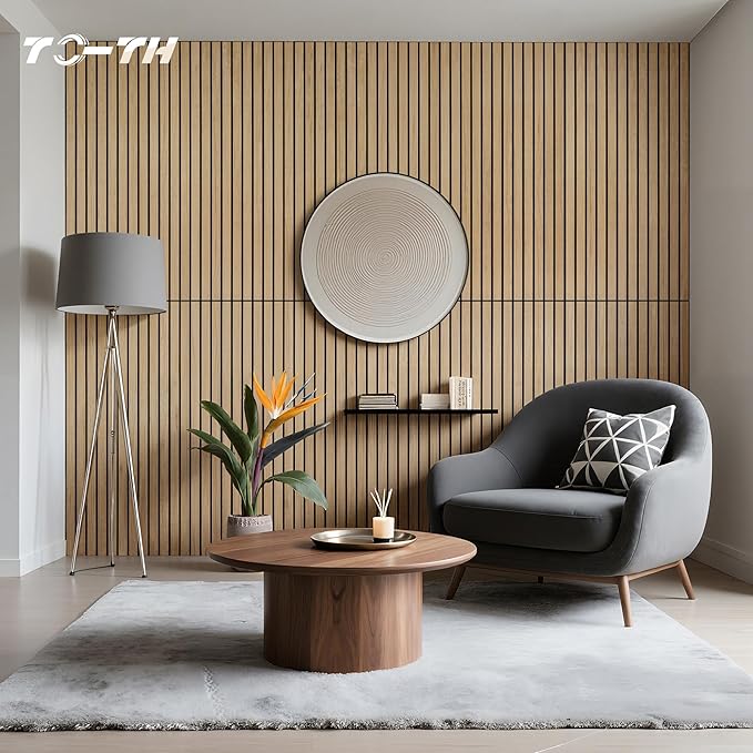 TO-TH Wood-Look Acoustic Panel, 4 Pack 47.2” x 23.6” Soundproof Wall Panels, Decorative Sound Absorbers Large Acoustic Panels for Home, Office, Basement, Teak