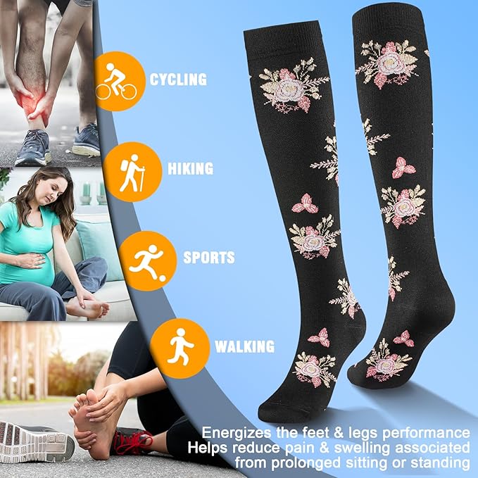 bropite Compression Socks for Women & Men 8 Pairs Circulation-Compression Socks 20-30 mmhg-Best for Running,Nurse,Travel,Yoga