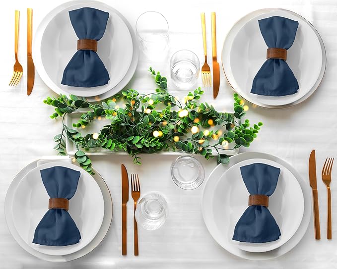 Zoyer Cloth Napkins Set of 4, 18x18 Inches Cotton Enrich Napkins Cloth ‎Washable, Soft & Durable Dinner Napkins for Parties, Wedding, Christmas, ‎Thanksgiving & Everyday Use - Navy Blue